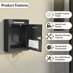 Plantex All in 1 Letter Box/Multipurpose Box/GI Steel Suggestion Box/Complaint Box/Post Box/Donation Box/Letter Box for Home gate and Office with Keylocks - Pack of 10 (Black)-4
