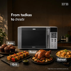 IFB 20L Convection Microwave Oven, 24 Auto Cook Menus (20SC2, Metalic Silver, Auto Defrost, Combi-Cook Mode, 10 Power Le