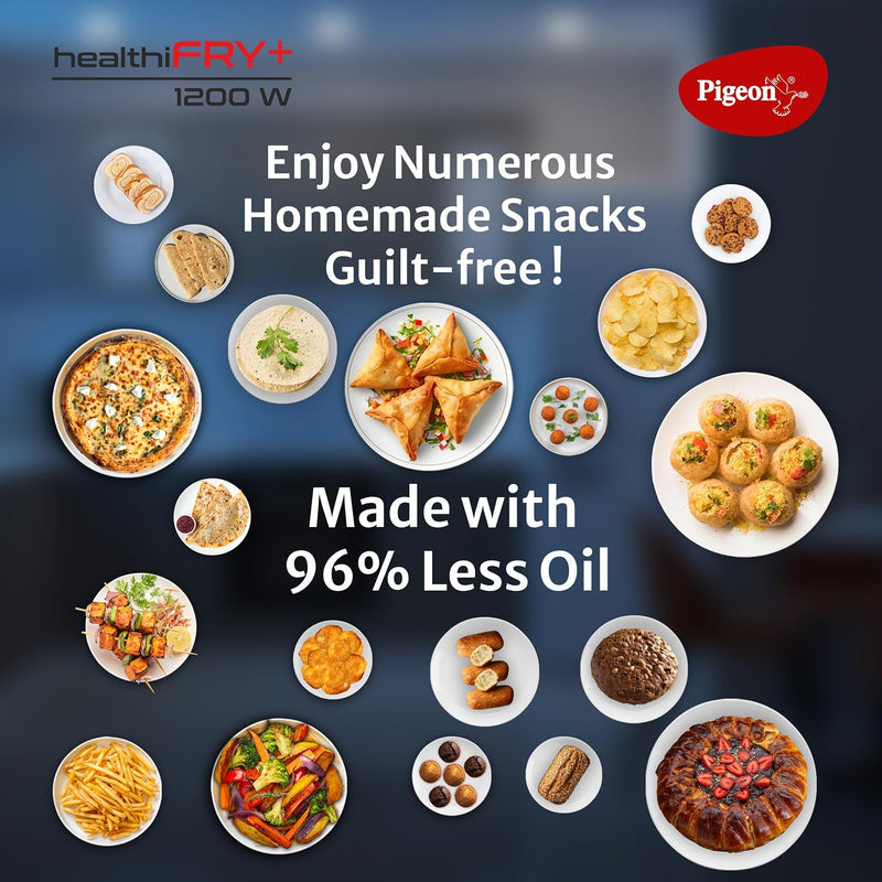 Pigeon Healthifry 3.3L Compact Digital Air Fryer | 1200W | 360° Rapid Air Circulation | 85% Less Oil | Non-Stick Basket 