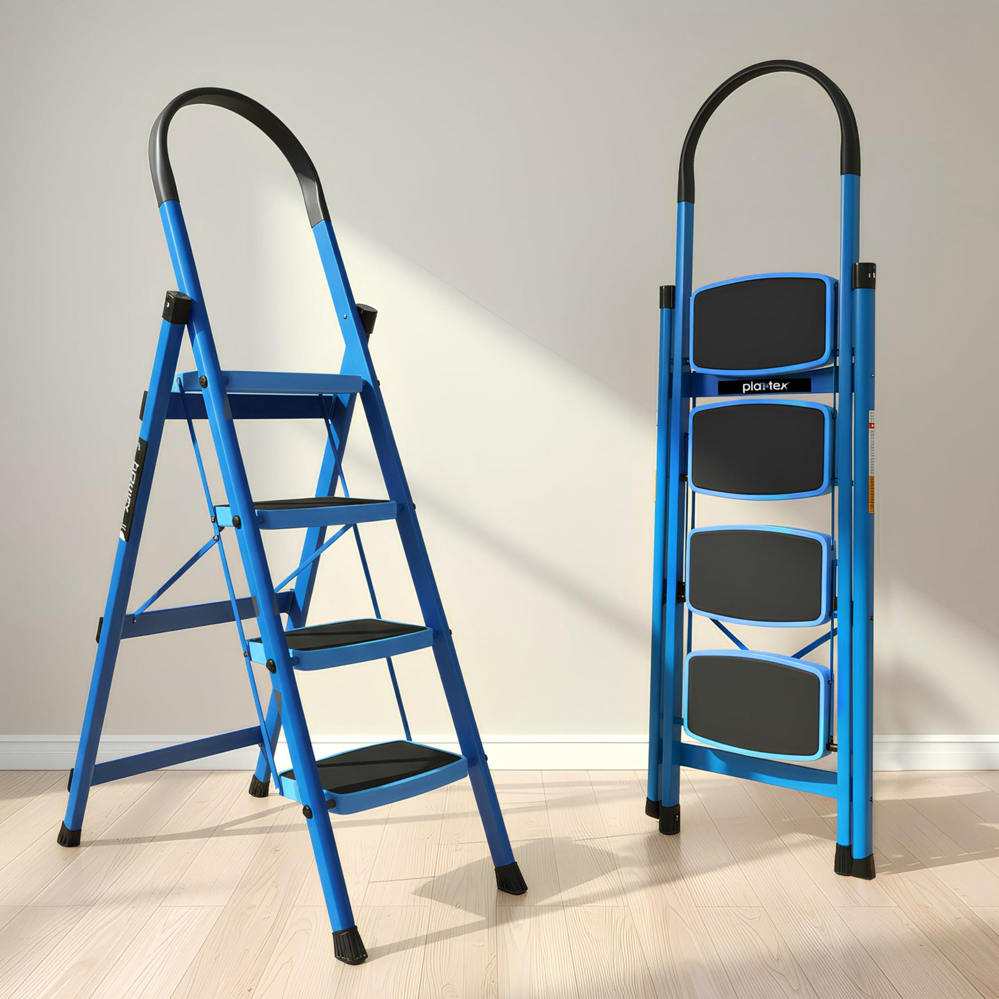 Plantex Ladder for Home - Premium Steel Foldable 5-Step Ladder - Anti Skid Strong Steps with 5 Years Manufacturer Warranty (Blue & Black)