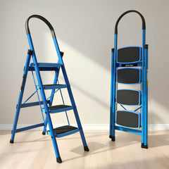 Plantex Premium Steel - 7 Step Ladder/Wide Anti Skid Steps/Heavy Duty Multipurpose Foldable 7 Step Ladder(Blue & Black)