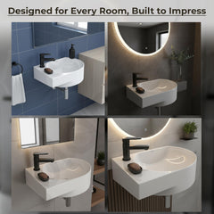 Plantex Ceramic Wall Hung Basin/Washbasin for Bathroom/Wall Mount Corner Wash Basin/Glossy Small Sink with 10 Years Glaze Warranty by Plantex (Orca - 17x12x6 inch)-4