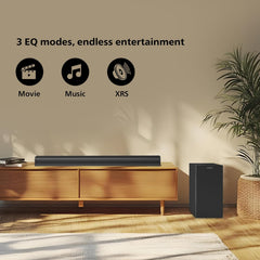 Philips TAB4319 Soundbar: 2.1 Channel 80W Wired Subwoofer, Deep Bass – Bluetooth