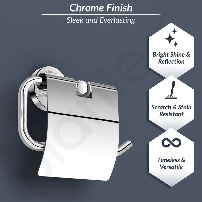 Plantex 304 Grade Stainless Steel Toilet Paper Roll Holder/Wall Mounrted Toilet Tissue Paper Holder/Bathroom Accessories - Oreo (Chrome)-5