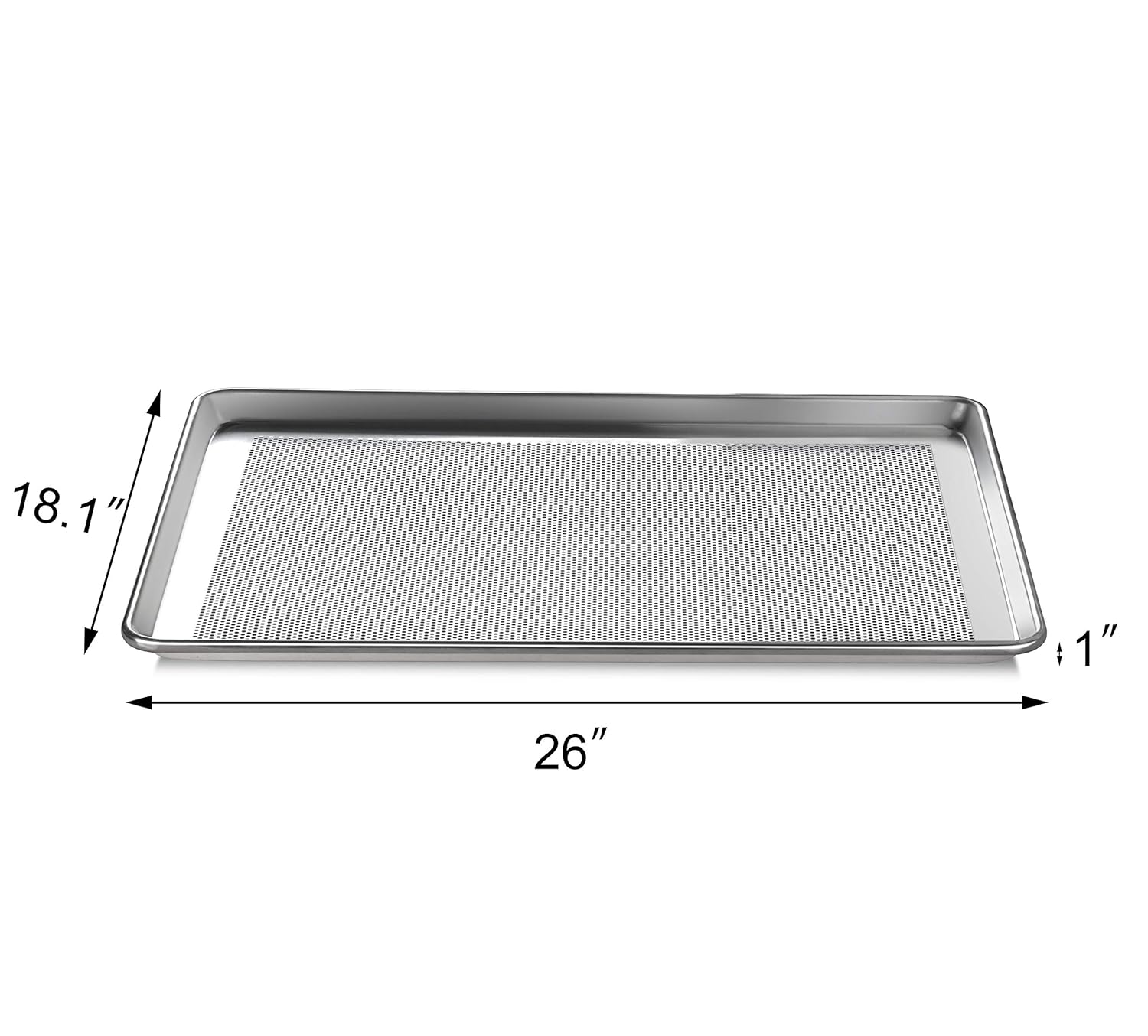 New Star Foodservice 36770 Commercial-Grade 18-Gauge Aluminum Sheet Pan/Bun Pan, Perforated, 18" L x 26" W x 1" H (Full Size)Ã‚ | Measure Oven (Recommended)