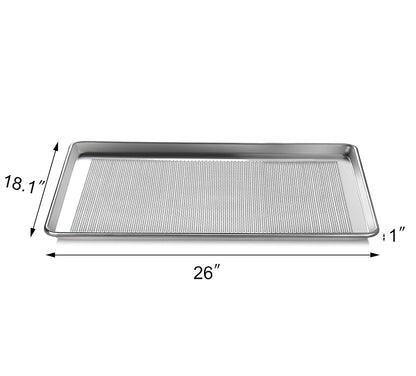 New Star Foodservice 36770 Commercial-Grade 18-Gauge Aluminum Sheet Pan/Bun Pan, Perforated, 18" L x 26" W x 1" H (Full Size)Ã‚ | Measure Oven (Recommended)