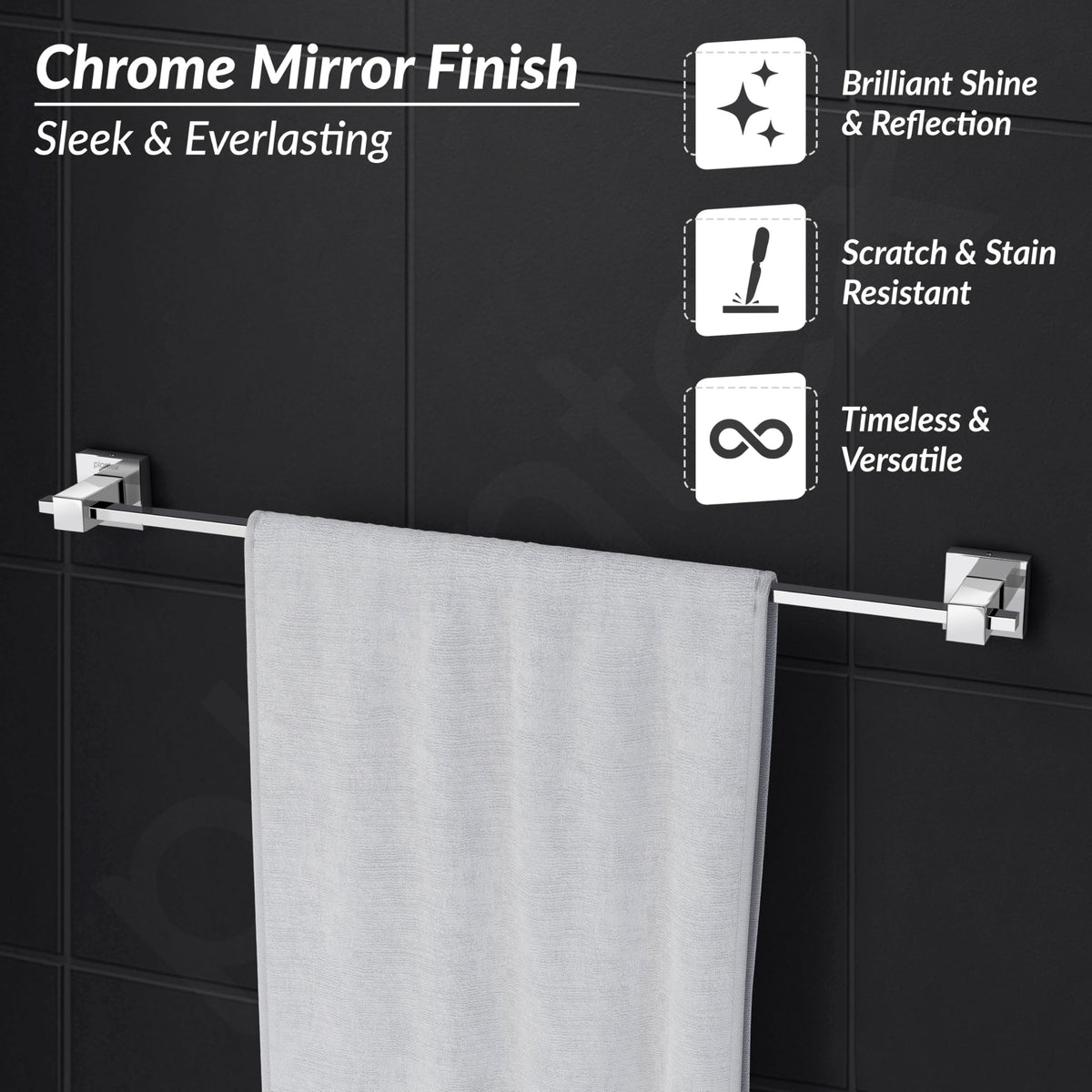 Plantex 304 Grade Stainless Steel 24 inch Towel Hanger/Holder for Bathroom/Single Towel Rod/Towel Bar/Towel Stand/Bathroom Accessories - Splash (Chrome)-5