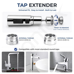 Plantex Tap Extension for Kitchen Sink/360° Swivel Kitchen Sink Faucet Aerator/3 Anti-Splash Modes Sprayer/Upto 70% Water Saving - Pack of 1 (Chrome)-3