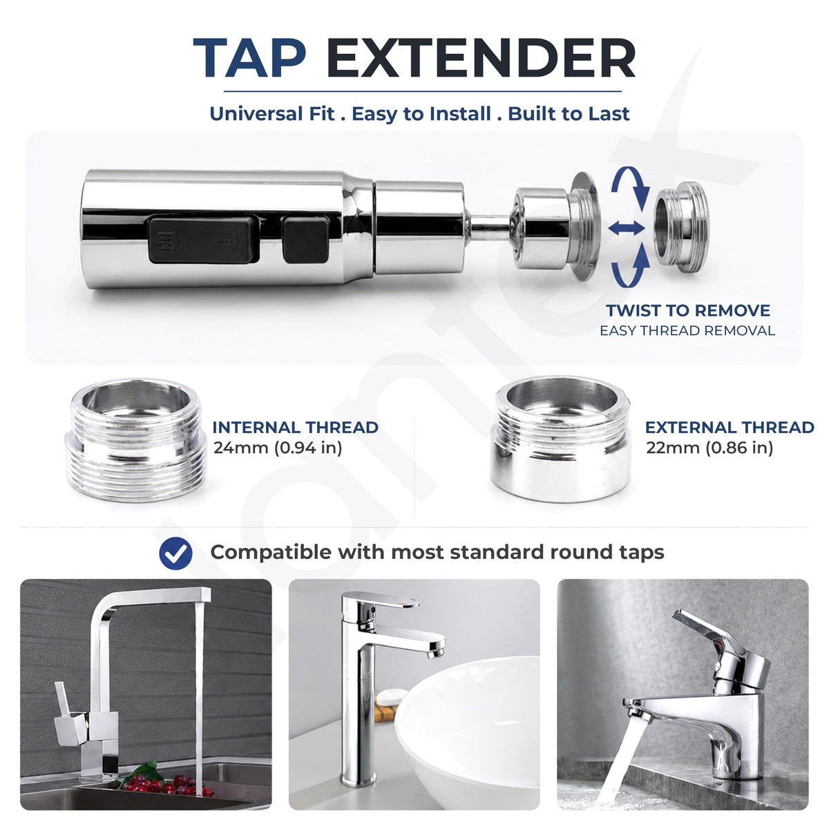 Plantex Tap Extension for Kitchen Sink/360° Swivel Kitchen Sink Faucet Aerator/3 Anti-Splash Modes Sprayer/Upto 70% Water Saving - Pack of 1 (Chrome)-3