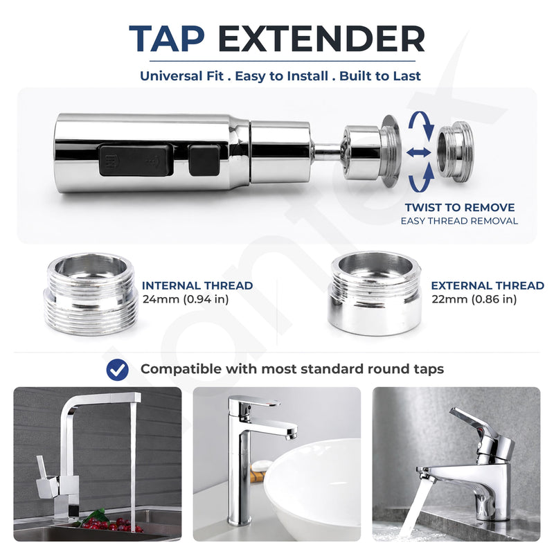 Plantex Tap Extension for Kitchen Sink/360° Swivel Kitchen Sink Faucet Aerator/3 Anti-Splash Modes Sprayer/Upto 70% Water Saving - Pack of 1 (Chrome)-3