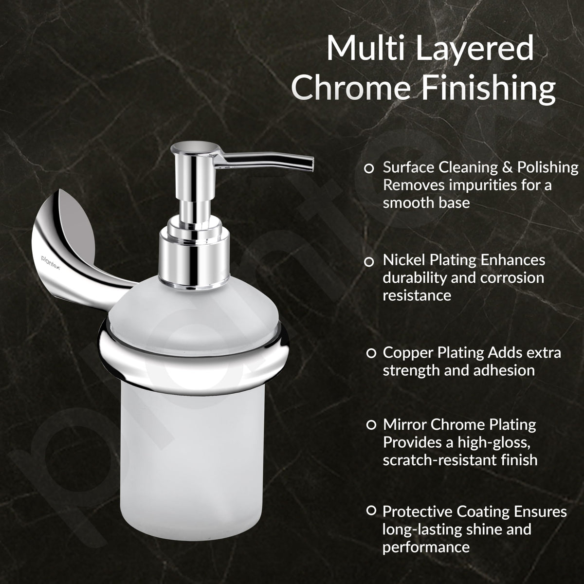 Plantex Smero Pure Brass Made Handwash Holder for Wash Basin/Liquid Soap Dispenser/Shampoo Dispenser - Craft (Chrome)-5