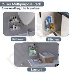 Plantex Self Adhesive Stainless Steel Bathroom Detergent Holder/Bathroom Storage Rack/Shelf/Under The Sink Detergent Holder (Small,Chrome)-5