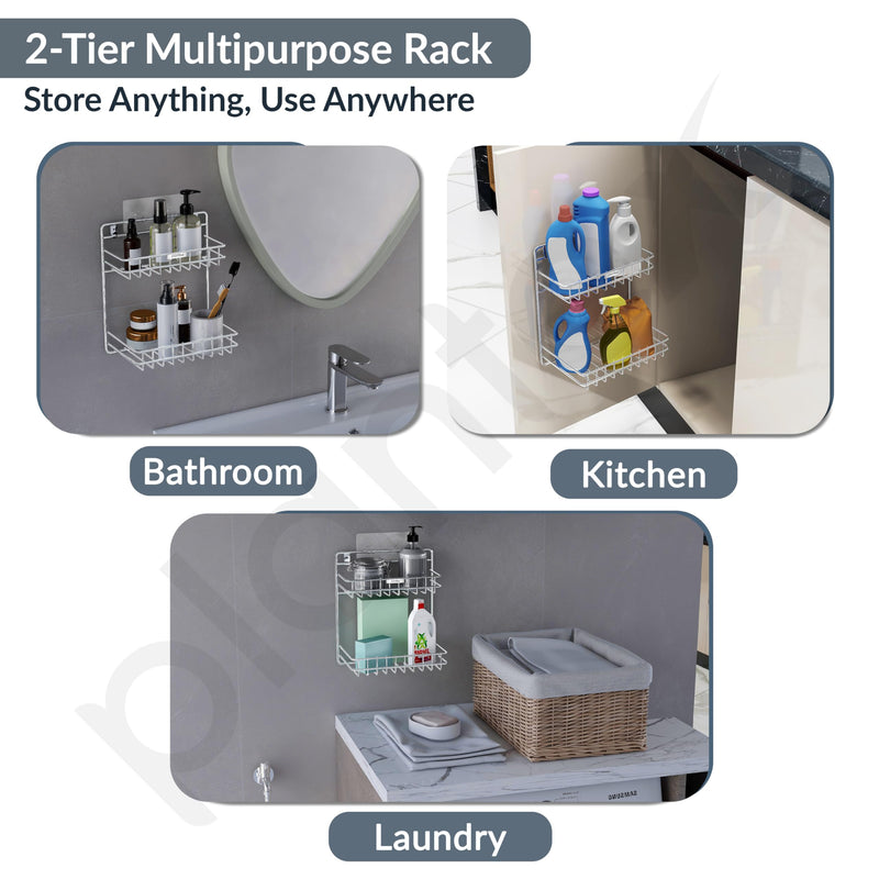 Plantex Self Adhesive Stainless Steel Bathroom Detergent Holder/Bathroom Storage Rack/Shelf/Under The Sink Detergent Holder (Small,Chrome)-5