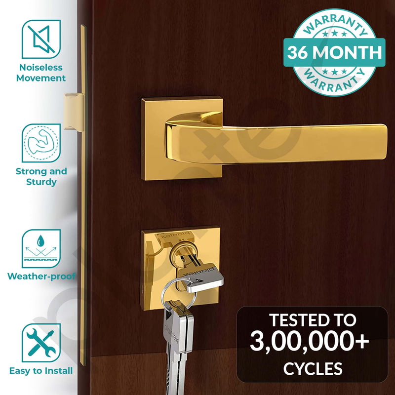 Plantex Triple Security Door Lock for Home/Main Door Lock Set with 3 Years of Warranty/Mortise Lock for Door with Brass Lock Body & Cylinder(7107 - Gold)-4