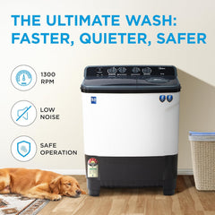 Midea 9 Kg 5 Star Semi Automatic Top-Load Washing Machine Black White (MWMSA090SAPPG(KW), Rat Away Feature, Air Jet Dry IPX4 Protection)