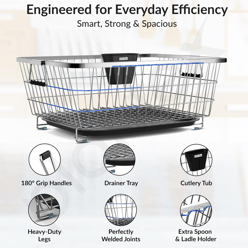 Plantex Stainless Steel Dish Drainer Basket for Kitchen Utensils/Dish Drying Rack with Drainer/Plate Stand/Bartan Basket (Size-56 x 43 x 22 cm)-3
