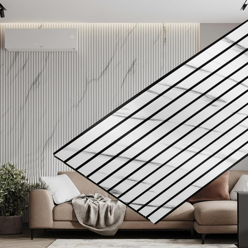 Plantex PVC Wall Panel/Louvers Panel for Wall/3d Wall Panel for Interior Wall Decor/Eco-Friendly Fluted Panel for Wall/- Pack of 3 Covers - 30 Sq.Ft (White & Black, 1ft x 10Ft)-1