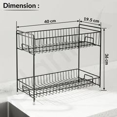 Plantex Kitchen Organizer Rack/Spice/Masala Rack Stand for Oil Bottles, Containers & Spices, Table Top/2 Tier Bathroom Storage Shelf Organizer-(Black, Metal)-3