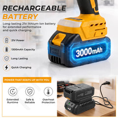 Plantex Cordless Rotary Hammer Drill 21V/Brushless Motor/600W/26mm Chuck/4500 BPM/Heavy Duty Hammer Drill with 2 Batteries, Charger & Carrying Case Yellow (APS-H003)-4