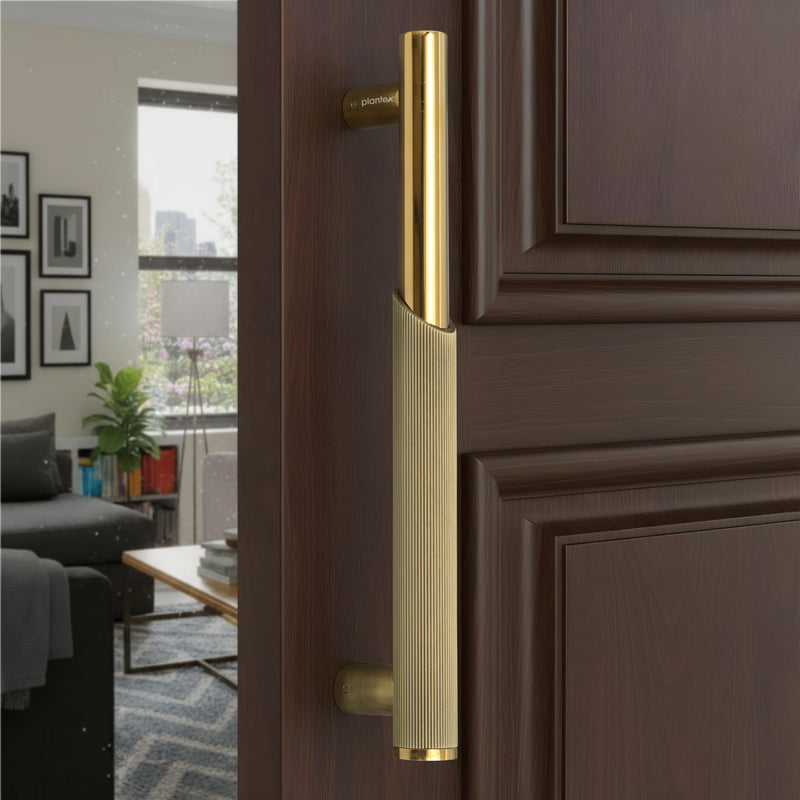 Plantex Main Door Handle/Stainless Steel & Aluminium Door Handle/12 Inch Pull-Push Handle for Home/Office/Hotel - Pack of 1 (DTMD-409, Brass Antique & Gold)-1