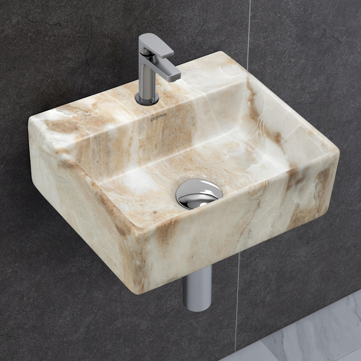Plantex Ceramic Wash Basin for Bathroom/Square Wall Hung Basin/Bathroom Sink/Washbasin for Restaurant/Hotel (13 x 12 x 5 Inch)-1
