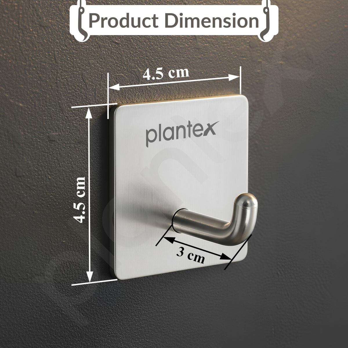 Plantex Wall Hanging Hook/Bath Towel Hook/Self Adhesive Square Robe Hooks for Kitchen/Bathroom/Stylish Home Decor Items - Pack of 2 (Chrome)-4