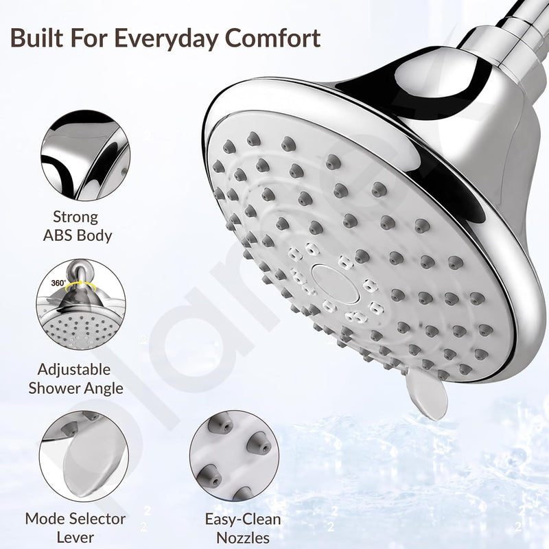 Plantex Shower Head for Bathroom with Shower Arm/Bathroom shower Combo-430B Strong ABS Combo/Shower for bathroom/Rain Shower/4 Inch Shower Head/9 Inch Shower Arm/Adjustable Head-3