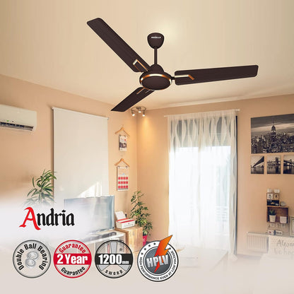 Havells Andria 1200mm Ceiling Fan | Dust Resistant | Ideal for Modern Interiors | Superior Air Delivery | Watt: 60W | 2 Years Manufacturer Warranty (Pack of 1, Espresso Brown)