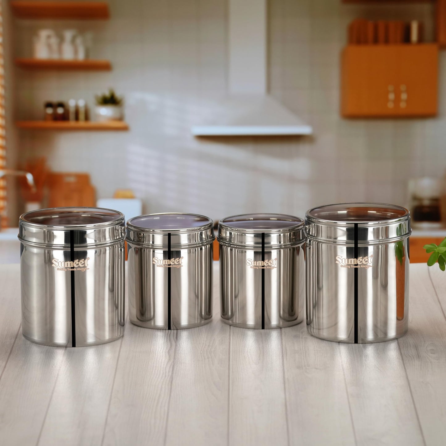 Sumeet Stainless Steel Small Containers/Jars/Dabba for Kitchen Storage with See Through Lids - set of 6Pcs, 400ml + 750ml capacity, 7.3cm & 9cm Dia, Silver