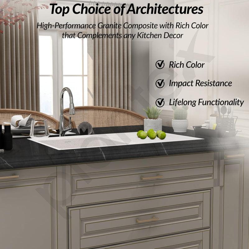 Plantex Quartz Single Bowl Kitchen Sink/Sink for Kitchen with Drain Board/Undermount/Top Mounted (Mosaic Grey-36X18 Inches)-2