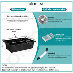 Plantex Matt Quartz Kitchen Sink/UV Protected Kitchen Sink/Undermount Sink For Kitchen/Granite Single Bowl Sink With Coupling (Nano Black, 20X30 Inches)-5