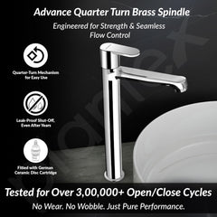 Plantex Pure Brass High Neck Pillar Cocke/Tall Body Pillar Cock for Basin with Teflon Tape/Tap for Wash Basin with 7 Year Warranty - (Alpha, Chrome)-2