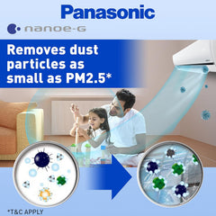 Panasonic 1 Ton 5 Star Wi-Fi Inverter Split Air Conditioner (Copper, Shield Blu Anti-Corrosion Technology, Nanoe-X Air Purification, Cs/Cu-Hu12Ykyf, White)