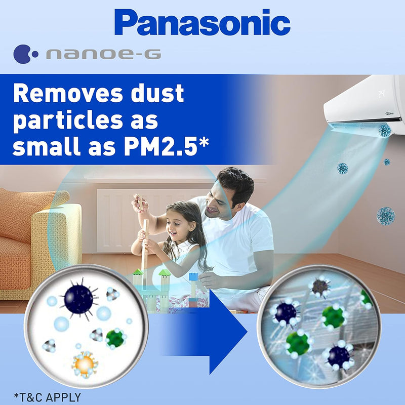 Panasonic 1 Ton 5 Star Wi-Fi Inverter Split Air Conditioner (Copper, Shield Blu Anti-Corrosion Technology, Nanoe-X Air Purification, Cs/Cu-Hu12Ykyf, White)