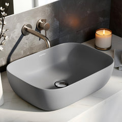 Plantex Ceramic Tabletop Washbasin/Bathroom Basin Sink/Basin for Bathroom/Wash Basin for Restaurant, Hotel (Matt Grey - 18 x 13 x 5 Inch)-1