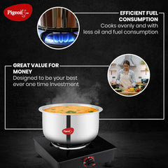 Pigeon Elite Stainless Steel Triply Sauce Pan / Tope, Gas Stove and Induction Compatible