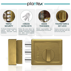 Plantex Heavy Duty Tri Bolt Keypad Lock with Key & Knob for Main Door/Suitable on Single Door for Home,Office,Hotel (Brass Antique)-4
