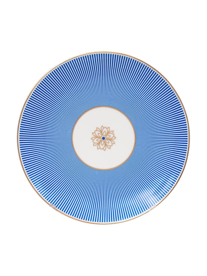 Clay Craft Fine Ceramic Gold Line Premium Classy Dinner Set of 40 - (Blue), for Family of 6, Dinner Set Ceramic, Crockery Set, Dining Set for Dinner, Crockery Set for Gift, Dinner Set 40 Pieces