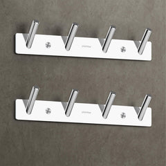 Plantex Wall Hooks for Hanging Cloth/Stainless Steel Towel Hangers/Bathroom Robe Hooks/Door Hangers/Round Wall Hook/Hook Rail for Hanging Keys - 4 Hooks (Pack of 2, Chrome)-1
