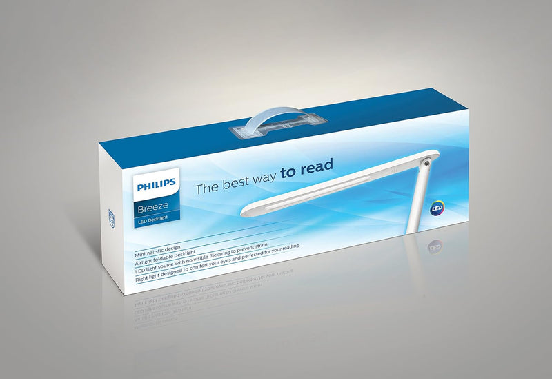 Philips Plastic LED Desk Light, White(Pack of 1), 3.94 x 3.94 x 3.94 cm