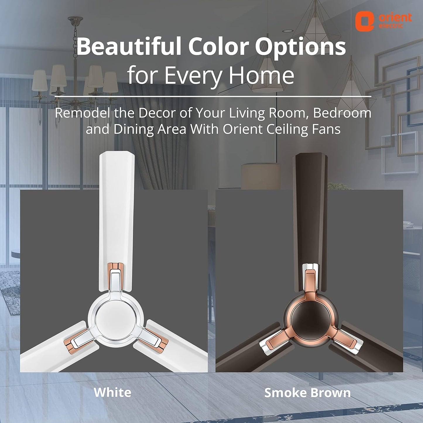 Orient Electric 1200 mm Apex Prime| 5 years warranty by Orient | 350 RPM motor speed| Rust-proof Aluminium blades| Decorative ring & trims| White, pack of 2