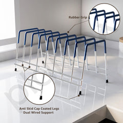 Plantex Stainless Steel Plate Stand for Kitchen Cabinet/10 Slot Plate Rack for Kitchen/6-Inch Rubber-Gripped Dish Stand(Size-6Inches, Slot- 8, Pack of 1)-4