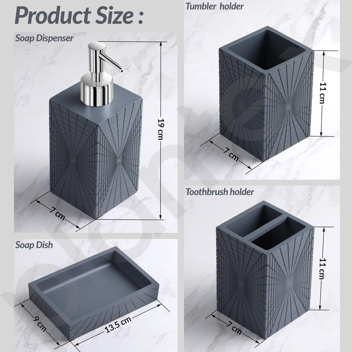 Plantex Polyresin Bathroom Accessories Set Soap Dispenser/Toothbrush Holder/Tumbler Holder/Soap Dish - 4 Piece(924)-3