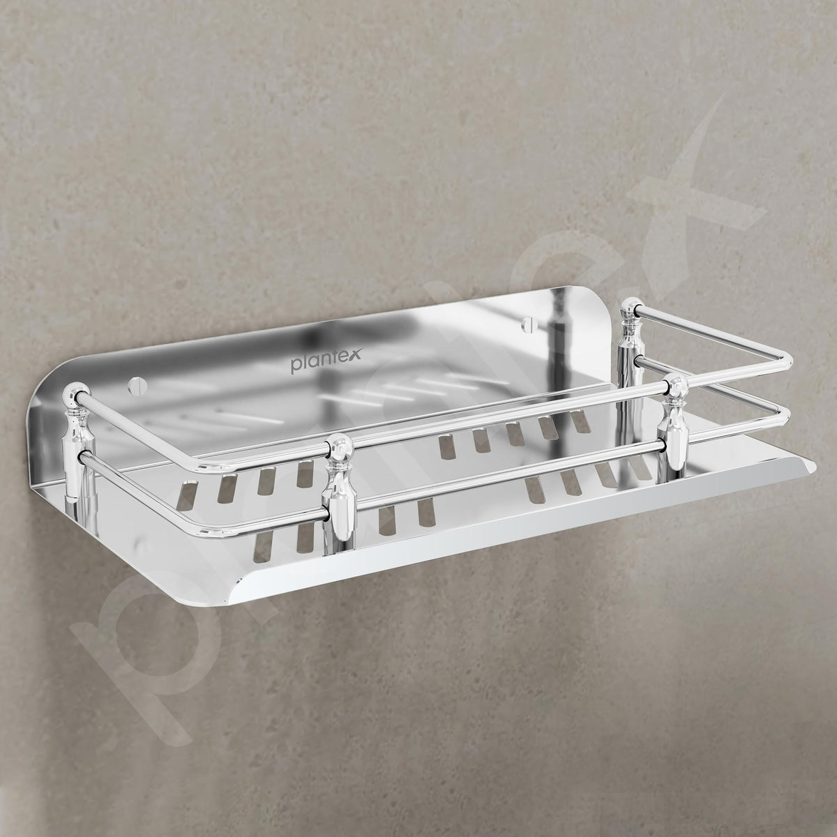 Plantex Wall Mounted Shelf for Bathroom/Stainless Steel Bathroom Shelf for Wall with Railings/Bathroom Accessories (9 inches, Chrome)-5