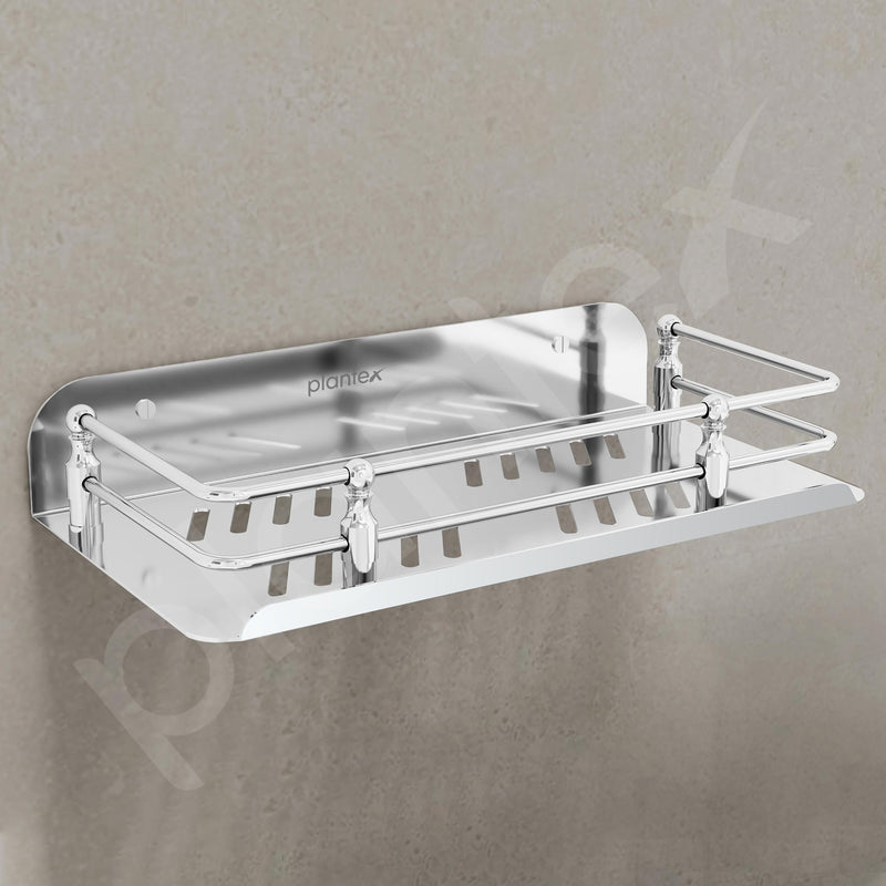 Plantex Wall Mounted Shelf for Bathroom/Stainless Steel Bathroom Shelf for Wall with Railings/Bathroom Accessories (9 inches, Chrome)-5