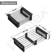 Plantex Stainless Steel Kitchen Sink Strainer/Drain Basket With Adjustable Armrest Kitchen Rack/Vegetable Washing Basket for Sink/Expandable Drain Dish Rack (Pack of 1, Black)-2