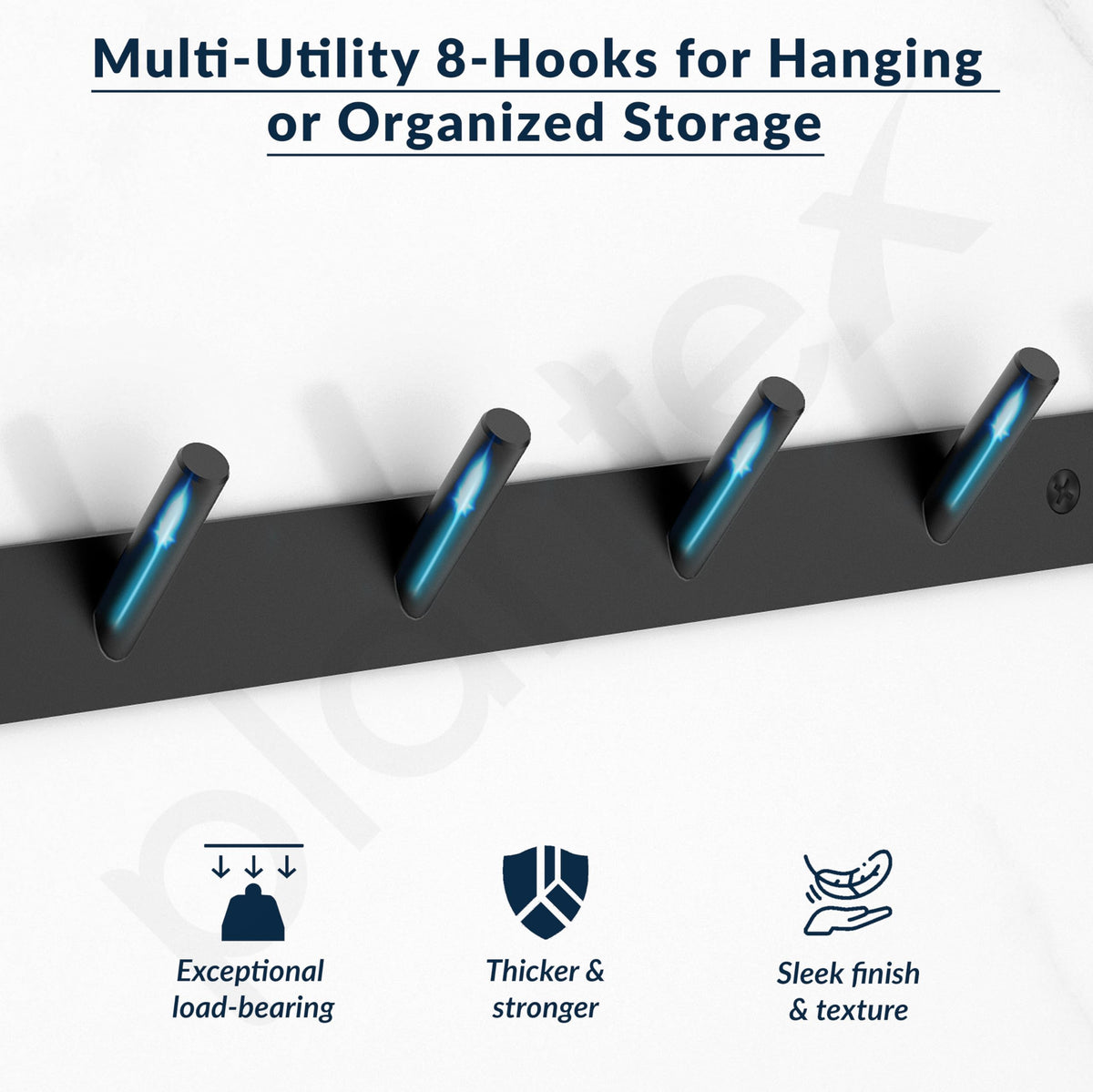 Plantex Wall Hooks for Hanging Cloth/Stainless Steel Towel Hangers/Bathroom Robe Hooks/Door Hangers/Round Wall Hook/Hook Rail for Hanging Keys - 8 Hooks (Pack of 1, Z-Black)-4