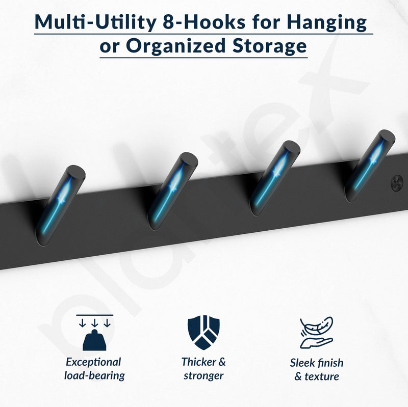 Plantex Wall Hooks for Hanging Cloth/Stainless Steel Towel Hangers/Bathroom Robe Hooks/Door Hangers/Round Wall Hook/Hook Rail for Hanging Keys - 8 Hooks (Pack of 1, Z-Black)-4