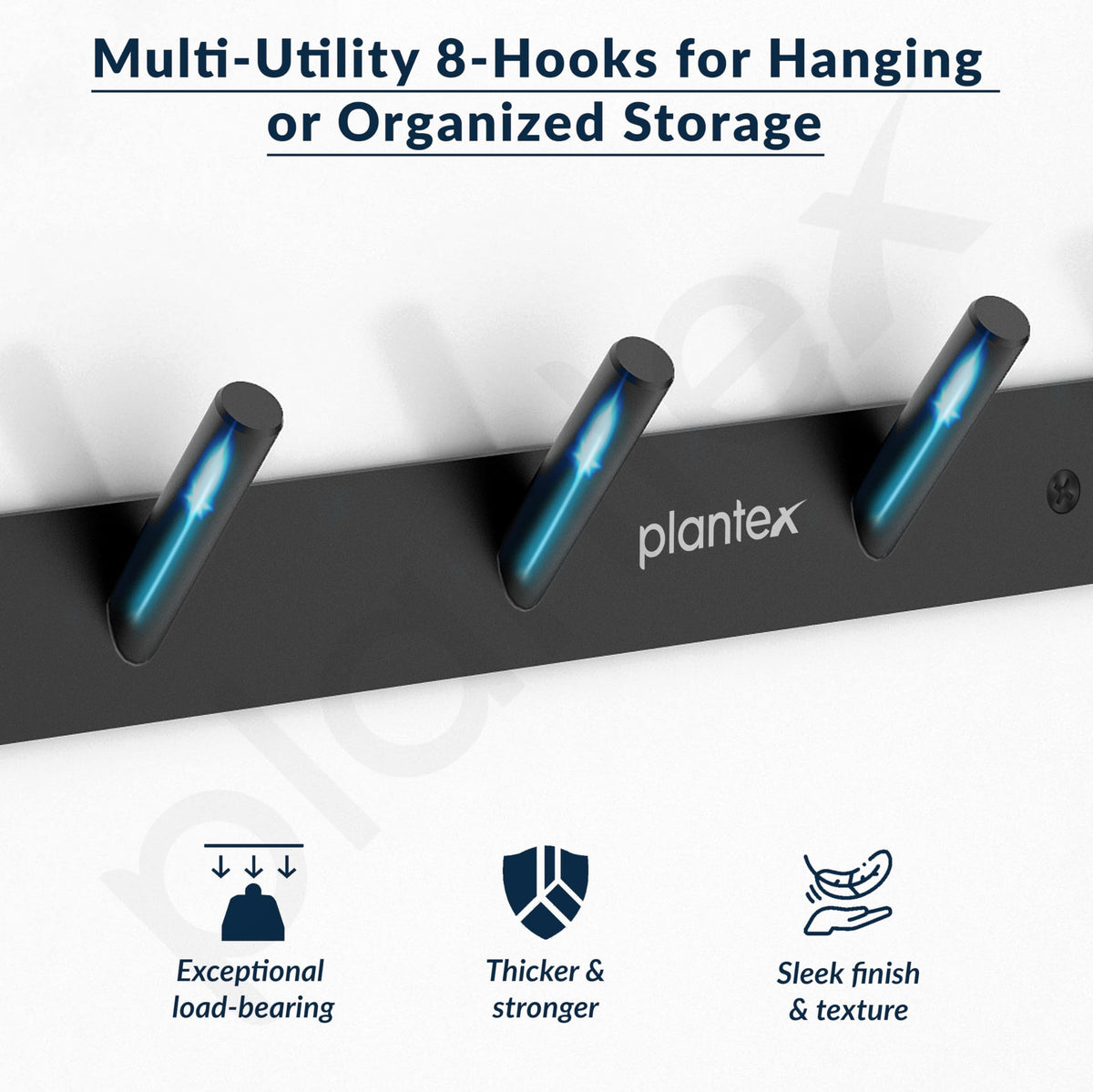 Plantex Wall Hooks for Hanging Cloth/Stainless Steel Towel Hangers/Bathroom Robe Hooks/Door Hangers/Round Wall Hook/Hook Rail for Hanging Keys - 4 Hooks (Pack of 2, Z-Black)-4