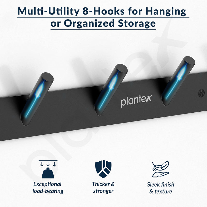 Plantex Wall Hooks for Hanging Cloth/Stainless Steel Towel Hangers/Bathroom Robe Hooks/Door Hangers/Round Wall Hook/Hook Rail for Hanging Keys - 4 Hooks (Pack of 2, Z-Black)-4